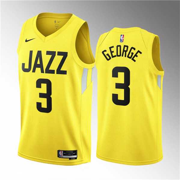 Mens Utah Jazz #3 Keyonte George Yellow 2023 Draft Association Edition Stitched Basketball Jersey Dzhi